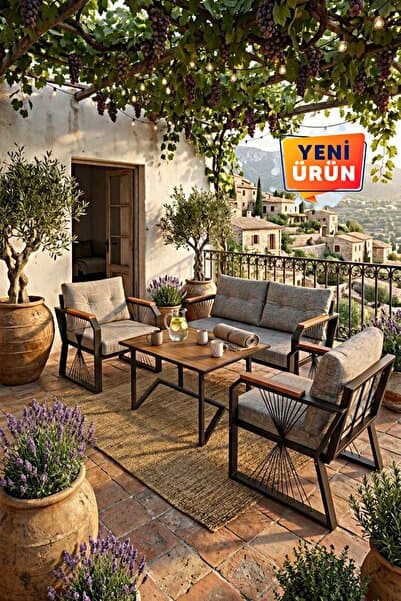 MOGARD Yelpaze Bahçe, Balkon Takımı 2+1+1, Masa Sandalye Takımı, Kanepe Koltuk Takımı