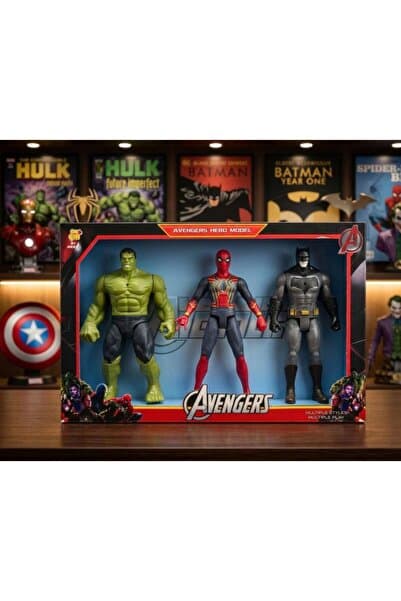 Tıfıl Toys Efsanevi Kahramanlar Seti - Hulk, Örümcek Adam ve Batman (30 cm Dev Boy)