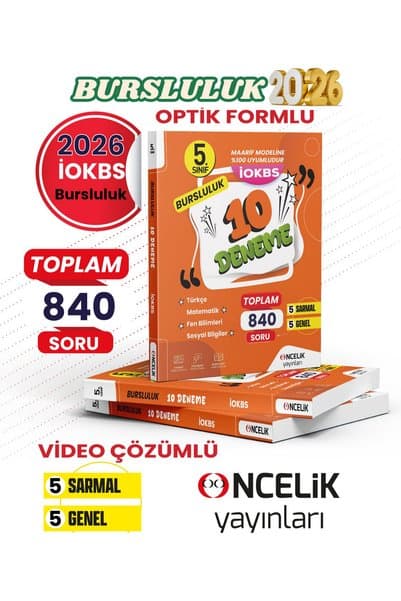 Öncelik Yayınları 2026 2027 5.Sınıf MEB İOKBS Bursluluk Sınavı Yeni Maarif Güncel 10 Video Çözümlü Deneme Seti Tüm Dersler test kitabı