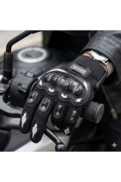Moonrider Motor eldiveni Kemik Korumalı Siyah Dokunmatik Unisex Motosiklet Eldiveni MR-G1