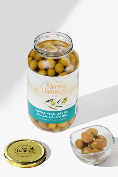 Nermin Hanım Zeytinliği Edremit Doğal Fermente Yeşil Kırma Zeytin 650gr