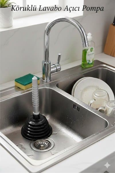 Raakmadezanmir 1 Adet Banyo Mutfak Lavabo Açma Pompası Körüklü Lavabo Açıcı Pompa 25 cm (1 Adet)