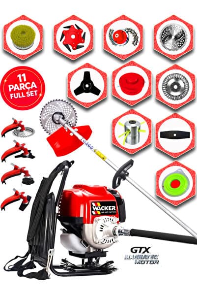 German GX-448 ELITE Sırt Tipi Benzinli Ot Çalı Çim Biçme Tırpanı+ 11 PCS Full Set Hali Yıkamalı