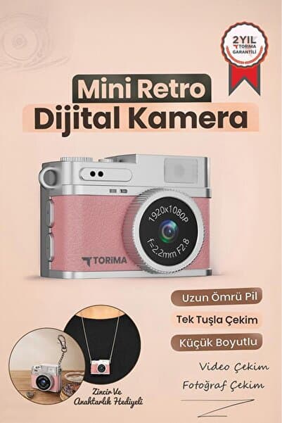Torima Mini Dijital Kamera Selfie Video Vlog Kamerası Mini Anahtarlık 1080P CMR35 Pembe