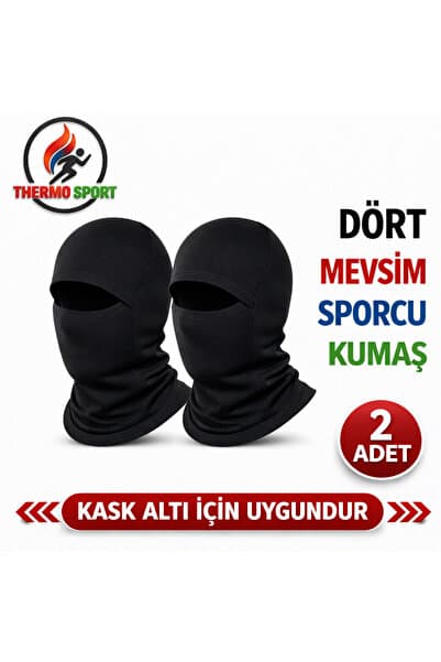 thermo Sport 2 Adet Kar maskesi Balaklava Motokurye Kask Altı İçin Uygun Soğuğa Karşı Etkili Terletmez Siyah