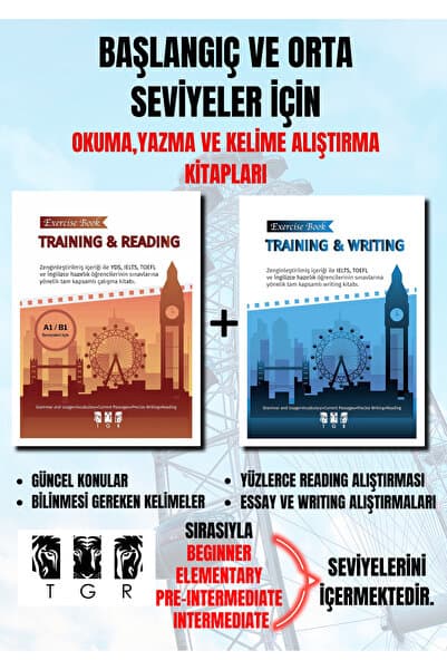 İNGİLİZCE ALIŞTIRMA SETİ (OKUMA VE YAZMA )- TEMEL VE ORTA SEVİYE READING VE WRITING KİTAP SETİ