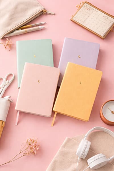 AKILLICA 4'lü Defter Seti Düz Çizgisiz Sert Kapak Defter 10x13 Cm Hardcover Notebook Moon Series