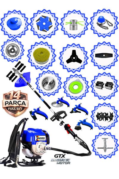 German VRX-750 FORCE Sırt Tırpan+ Akrobat Çapalama + Toprak Eşeleme 14 Parça FULL Setli