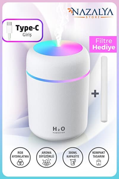 Nazalya 300 ml Ulrasonik Ledli Hava Nemlendirici Buhar Makinesi Ve Aroma Difüzörü