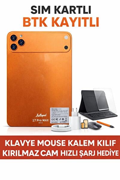 asfteknoloji 17 Pro Max Tablet 32GB RAM 1TB Hafıza | Sim Kartlı BTK Kayıtlı | Klavye Mouse Kalem Kılıf Full Set