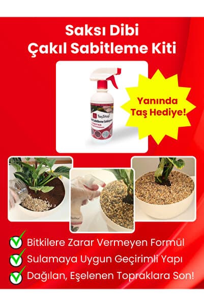 Taş Stop Saksı Dibi Çakıl Sabitleme Kiti Taş Hediyeli Çakıl Bağlayıcı | Yeni Nesil Estetik ve Kesin Çözüm