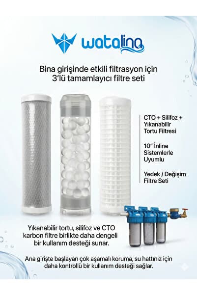 Bina Girişi 10" Filtrasyon Sistemi 3'lü Yedek Filtre
