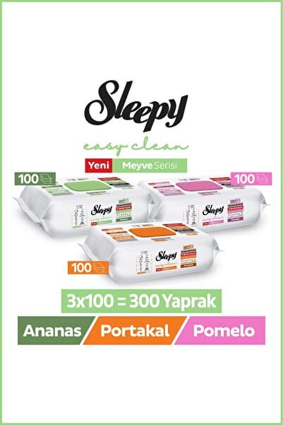 Meyve Serisi Yüzey Temizlik Havlusu Mendili Portakal+Ananas+Pomelo 3x100 (300 Yaprak)