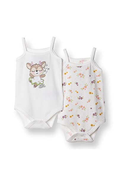 ebebek Hello Baby HelloBaby Kız Bebek 2li Body Çiçek Baskılı Bisiklet Yaka İp Askılı