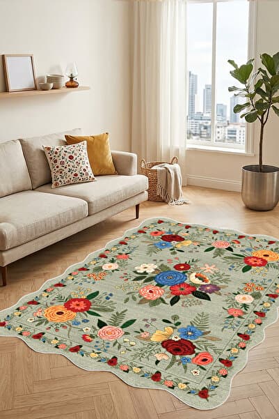 Dijital Kaymaz Yıkanabilir Renkli Etnik Retro Salon Halısı Mutfak Halısı Koridor Halısı Yolluk