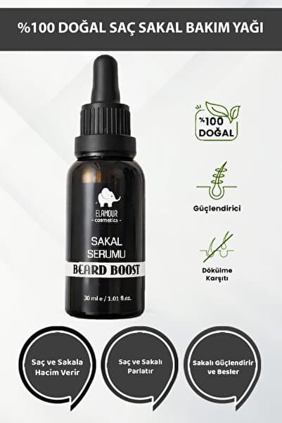ELAMOUR Seyrek Saç Ve Sakal Için Dolgunlaştırıcı Bakım Serum - 10 Farklı Yağ Içeren Özel Formül 30 ml