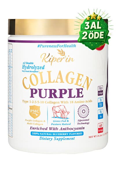 %100 Saf ve Doğal Mor & Çoklu Kolajen Peptitleri içeren Lipozomal Teknoloji Diyet Takviyesi (576gr)