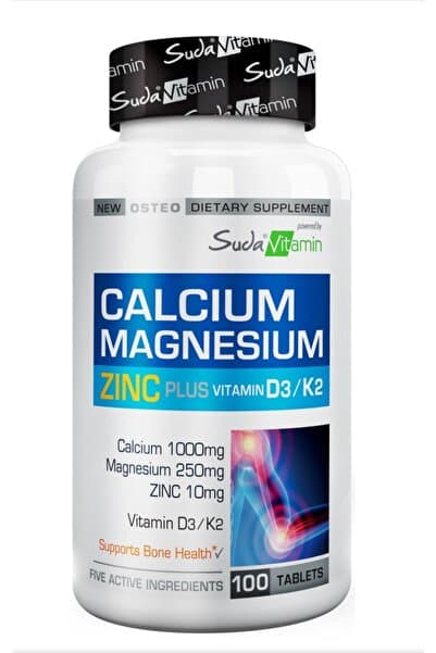 Suda Vitamin Kalsiyum Magnezyum Çinko Zinc Plus D3 & K2 İçeren Kas ve Kemik Desteği Vitamini 100 Tablet