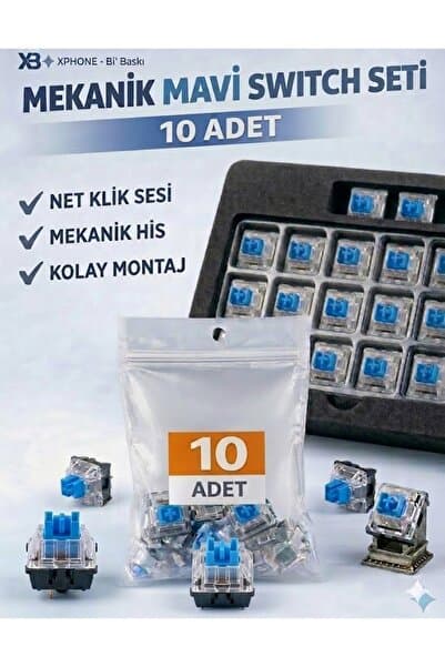 Genel Markalar Mavi Mekanik Klavye Blue Switch Klik Sesli 10 Adet