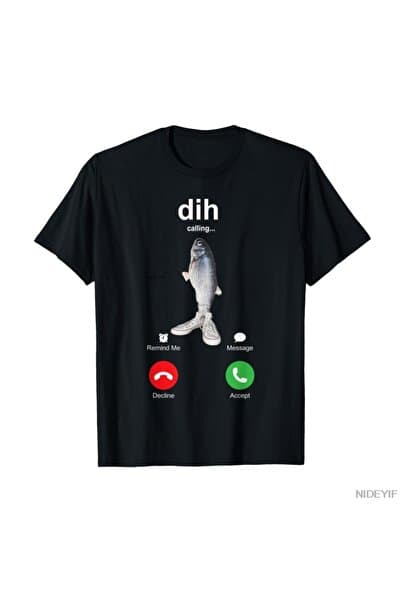 Flood Of Style Dih Komik Telefon Görüşmesi Memesi Diyor, fih Balıkçılık Beyin Bozukluğu Tişörtü Erkekler ve