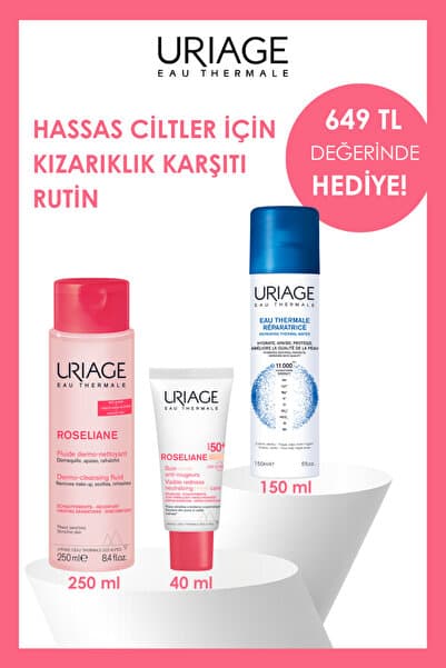 Uriage Hassas Ciltler İçin Temizleyici Fluid 250 ml + SPF50+ CC Krem 40 ml + 150 ml Termal Su Hediye
