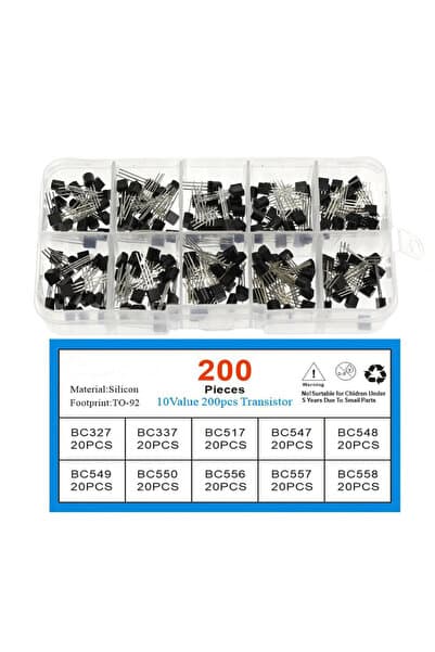 Genel Markalar 200 Adet Transistör Seti Kutulu 10 Tip Npn Pnp TO-92 BC327 BC337 BC517 BC547 BC548 BC549 BC550