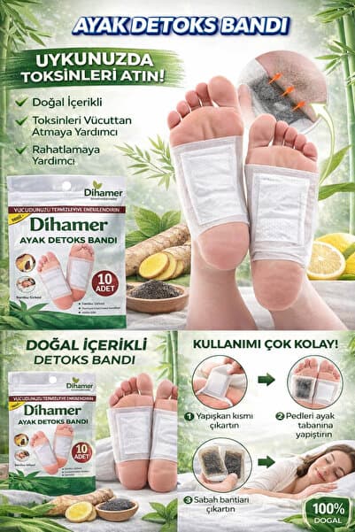 Ayak Detoks Bandı 10’lu Paket Gece Kullanımlı Toksin Atıcı Ayak Bandı Rahatlatıcı Foot Patch