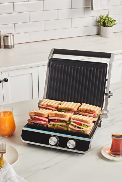 Emsan Emsan Nova Grill 6 Dilim Kapasiteli Inox Gövdeli Zaman Ayarlı Izgara ve Tost Makinesi 2000W