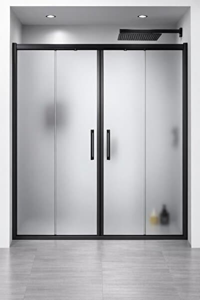 DOCCİA BELLA BANYO Duşakabin 2 duvar arası 5 mm temperli buzlu cam siyah alüminyum