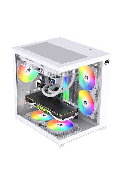 Next Gaming Orion Cube 5x Tuştan Değişen RGB Fanlı M-Atx Boş Bilgisayar Kasası Beyaz