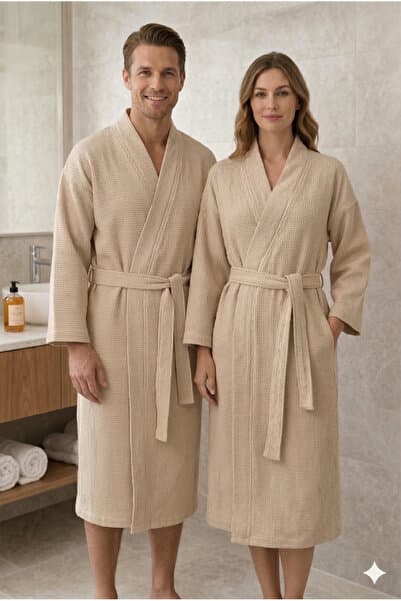 Miabella Home Bornoz Unisex Waffle Yumuşaklığında %100 Pamuklu Bornoz Pike Bornoz Yüksek Su Emici