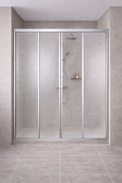 DOCCİA BELLA BANYO 2 Duvar Arası Pleksi Mika Duşakabin Parlak Alüminyum Profilli Hafif Dayanıklı Banyo Duş Kabini