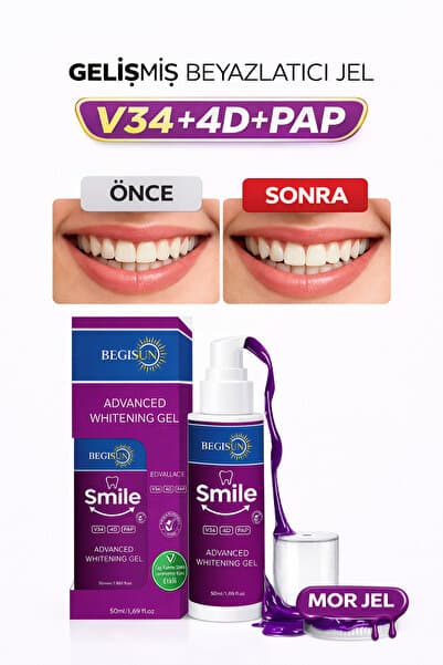 BEGISUN Smile Diş Beyazlatma Jeli 50 ml – Günlük Bakım | V34 + 4D + PAP Formül