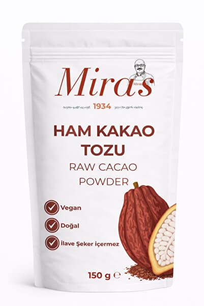 Miras 1934 Ham Kakao Tozu Katkısız 150g | %10-12 Yağ | Natürel Kakao Tozu