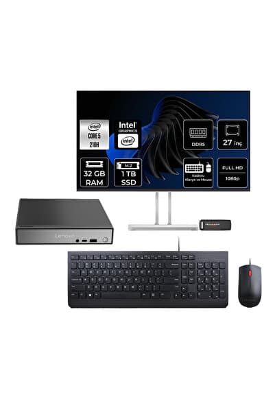 LENOVO ThinkCentre Neo 50q G5 Intel Core 5 210H 32GB 1TB SSD 27" FDOS Mini Masaüstü Bilgisayar