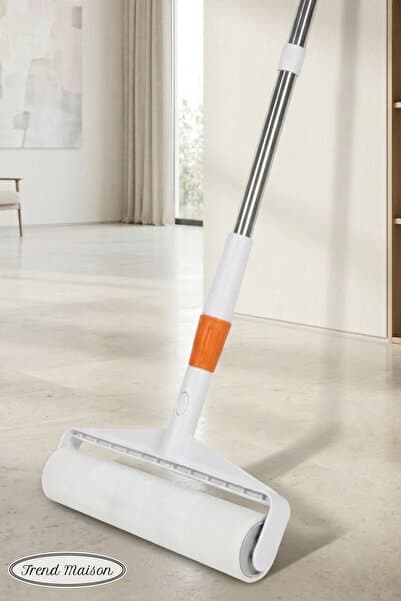 Trend Maison TM-0402 Güçlü Yapışkan Tiftik Tüy Toplama Makinesi Kedi Köpek Tüyü Toplayıcı Uzun Saplı Rulo 24 cm