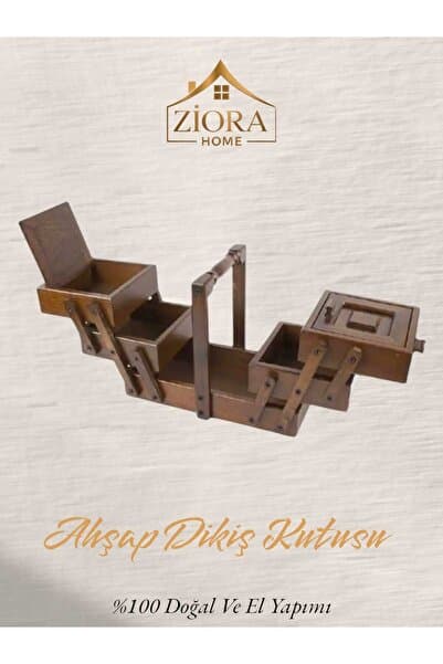 ZİORA HOME Büyük Boy Ahşap Dikiş Kutusu 1 Adet
