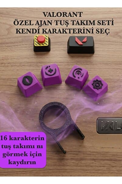 3DcraftTr Kendi Karakterini Seç: Valorant Ajan Özel Tuş Takımı Seti 4’lü Keycaps + (Tab ve Esc Tuşu Hediye ) Cherry MX Uyumlu