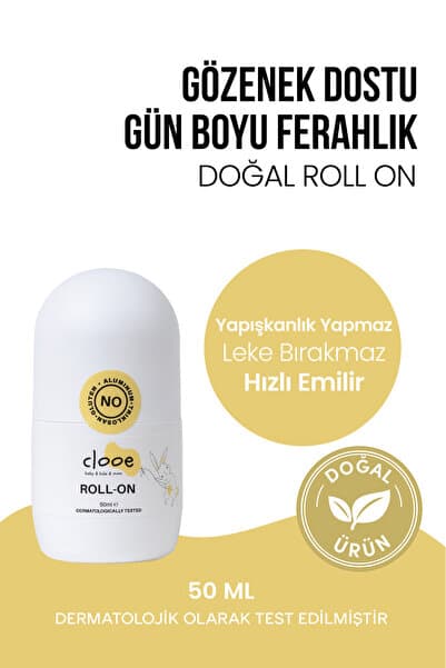 Doğal Roll On Unisex Ter Kokusu Önleyici (50ML) - Lekesiz, Fresh, Gözenek Kapatmaz, Karartma Yapmaz