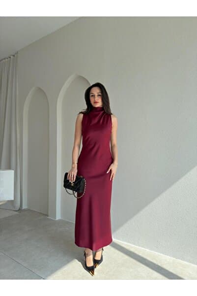 Mooi Butik GODWİN Maxi Elbise 6493 - Bordo