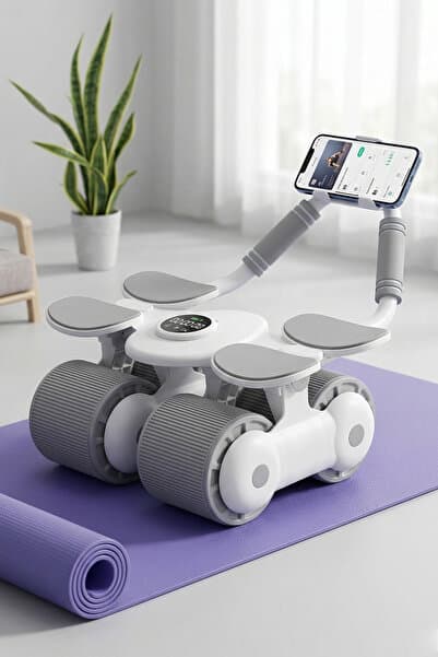 Onetick 4 Tekerlekli Ab Roller Mekik Aleti – Telefon Tutuculu Karın Egzersiz Tekerleği | Ev Fitness Aleti