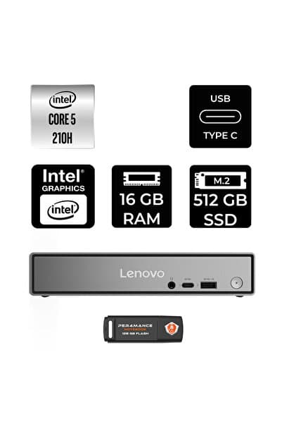LENOVO ThinkCentre Neo 50q Gen 5 Intel Core 5 210H 16GB 512GB SSD FDOS Mini Masaüstü Bilgisayar