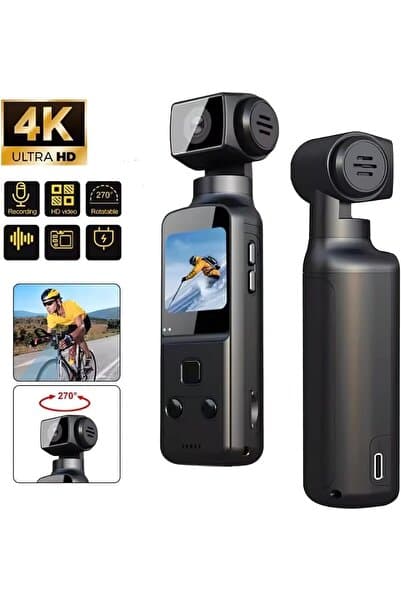 TARÇIN 4K Ultra HD Mini Aksiyon Kamerası | Wi-Fi , 270° Döner Lens, EIS Stabilizasyon