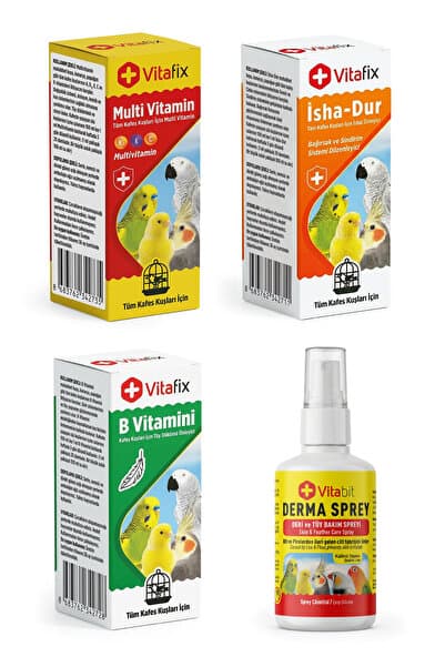 Vitafix Set Ürün - Vitamin Seti - Tüm Kuş Türleri Için 4'lü Vitamin Seti - Tüm Kuş Türlerine Uygundur