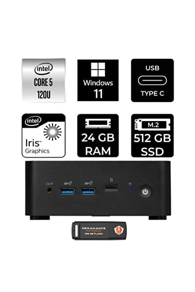 MSI Cubi Nuc Core 5 120U 24GB RAM 512GB SSD Win11 Home 1MG238BEUP357 Mini PC + Per4 USB
