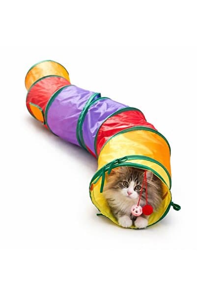 HAYHAYPETSHOP Kıvrımlı kedi tüneli katlanır gökkuşağı uzun kedi köpek oyun tüneli evcil hayvan oyun tüneli