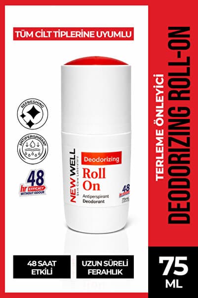 New Well Deodorizing Roll On Terleme Önleyici Koltuk Altı Roll On (Kırmızı) 75 ML