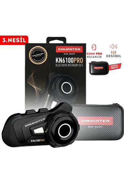 KN6100 PRO Motosiklet Kask İnterkom Bluetooth Intercom Kulaklık Seti - Siyah