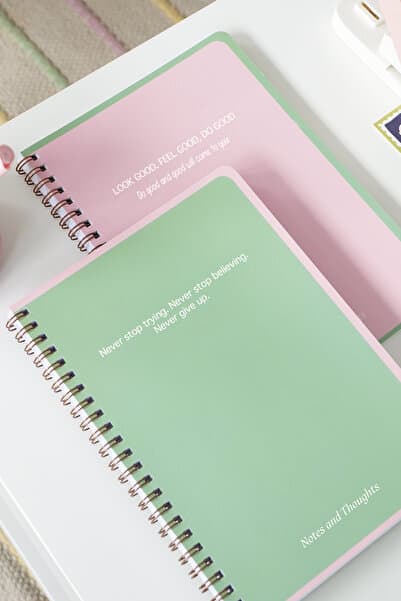 Matt Notebook A5 Spiralli Okul Defteri 80 yaprak 2'li Set – Çizgili & Kareli