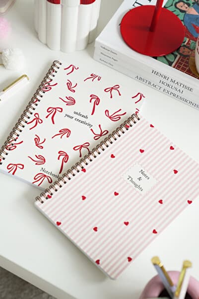 Matt Notebook A5 Spiralli Okul Defteri 80 yaprak 2'li Set – Çizgili & Kareli